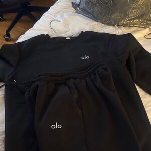 ALO Midnight Black  polyester Sweatsuit ( set)